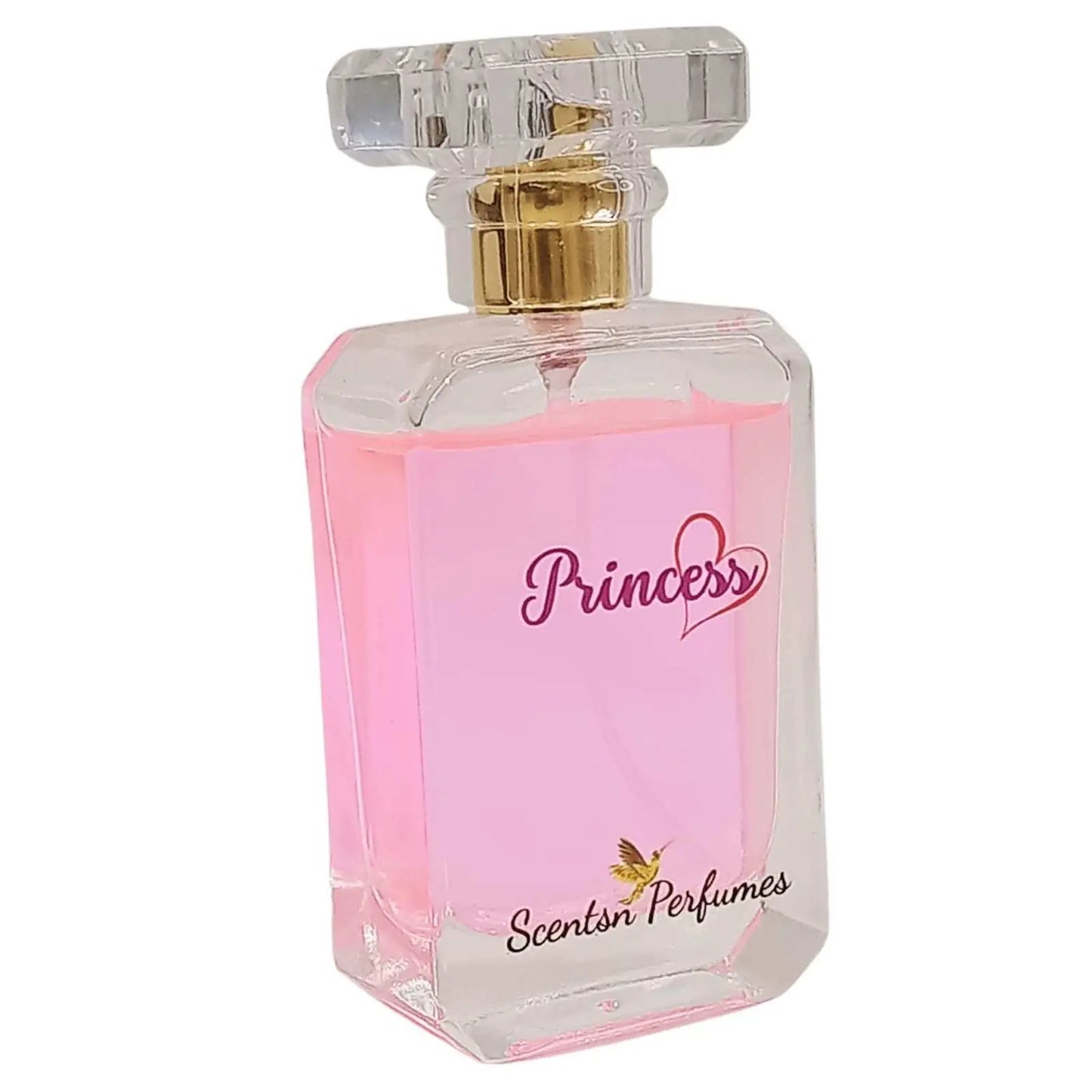 Elegant princess-themed perfume bottle by ScentsnPerfumes with a decorative design and clear glass showcasing the fragrance.