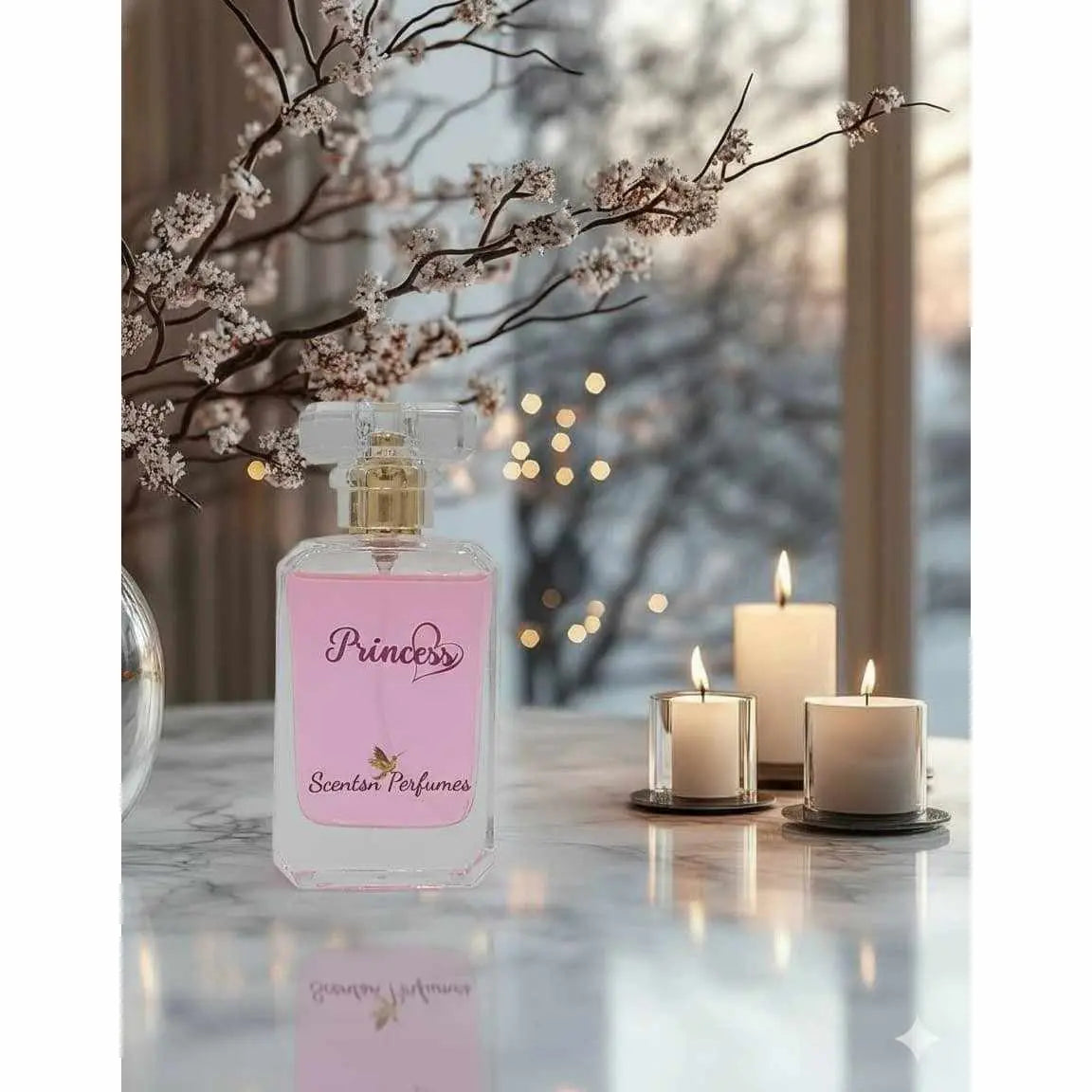 Elegant princess-themed perfume bottle by ScentsnPerfumes, featuring a delicate design and soft pastel colors.