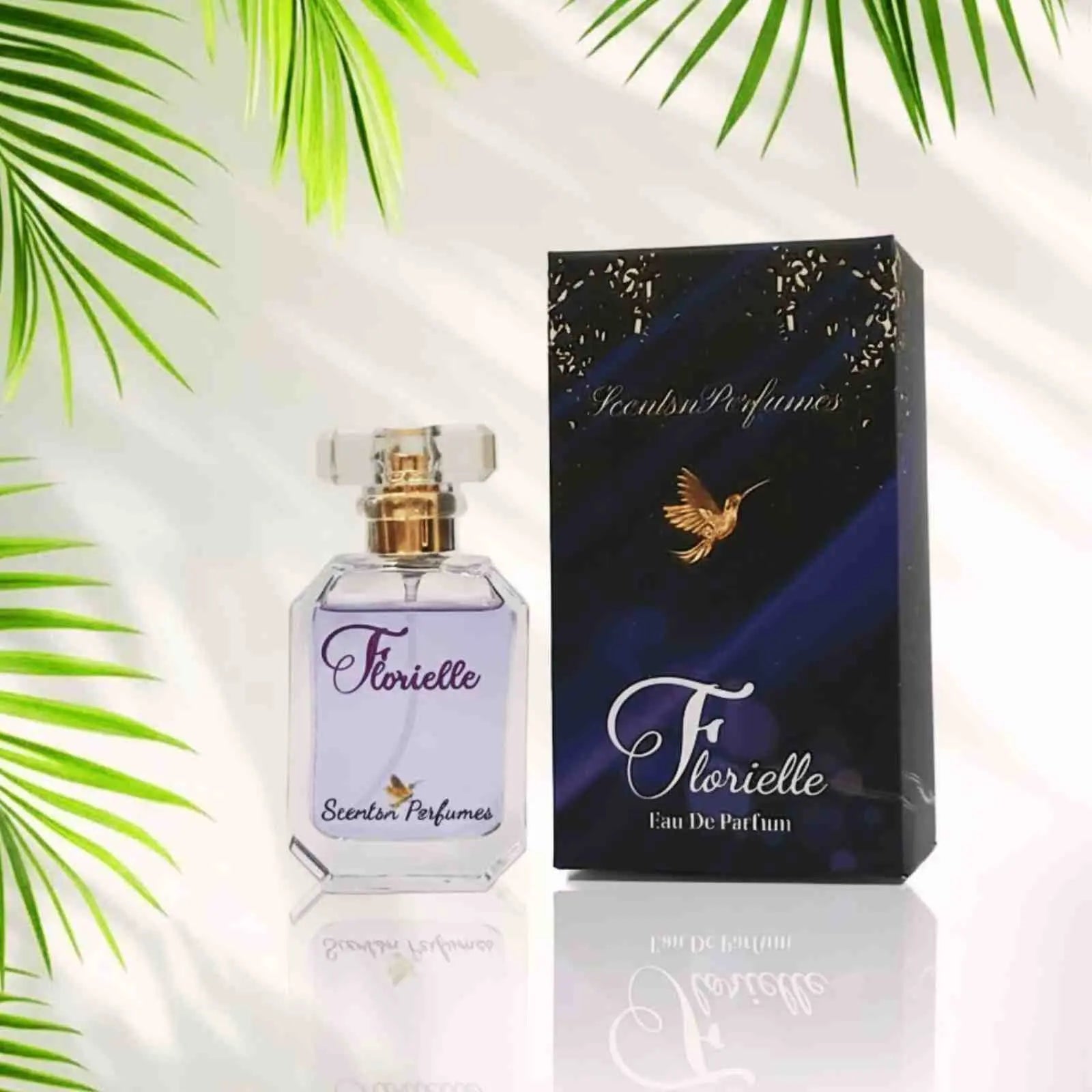 ScentsnPerfumes Florielle perfume bottle with floral design and elegant packaging.